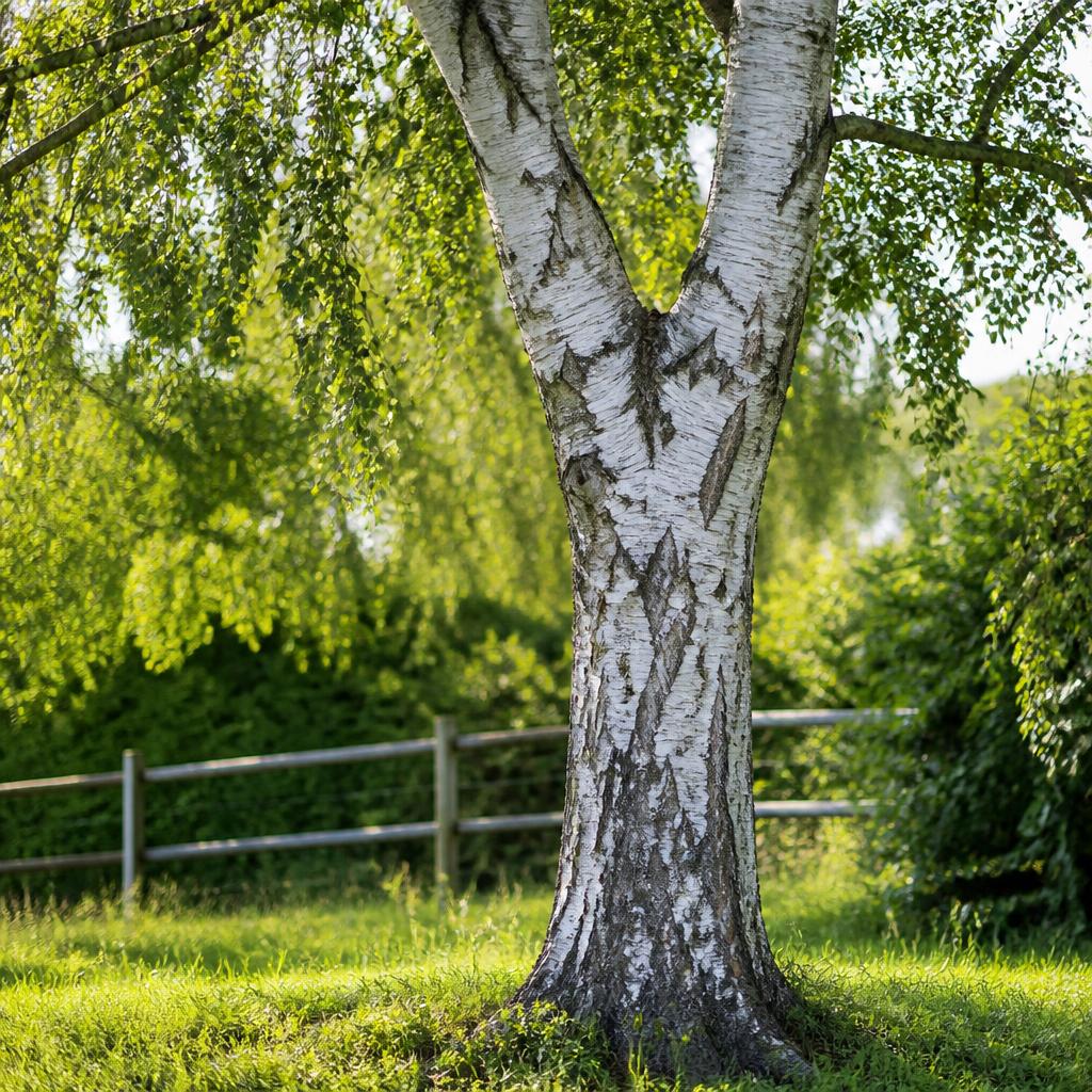 Björk (Betula pendula / B. pubescens) etablerat i trädgård