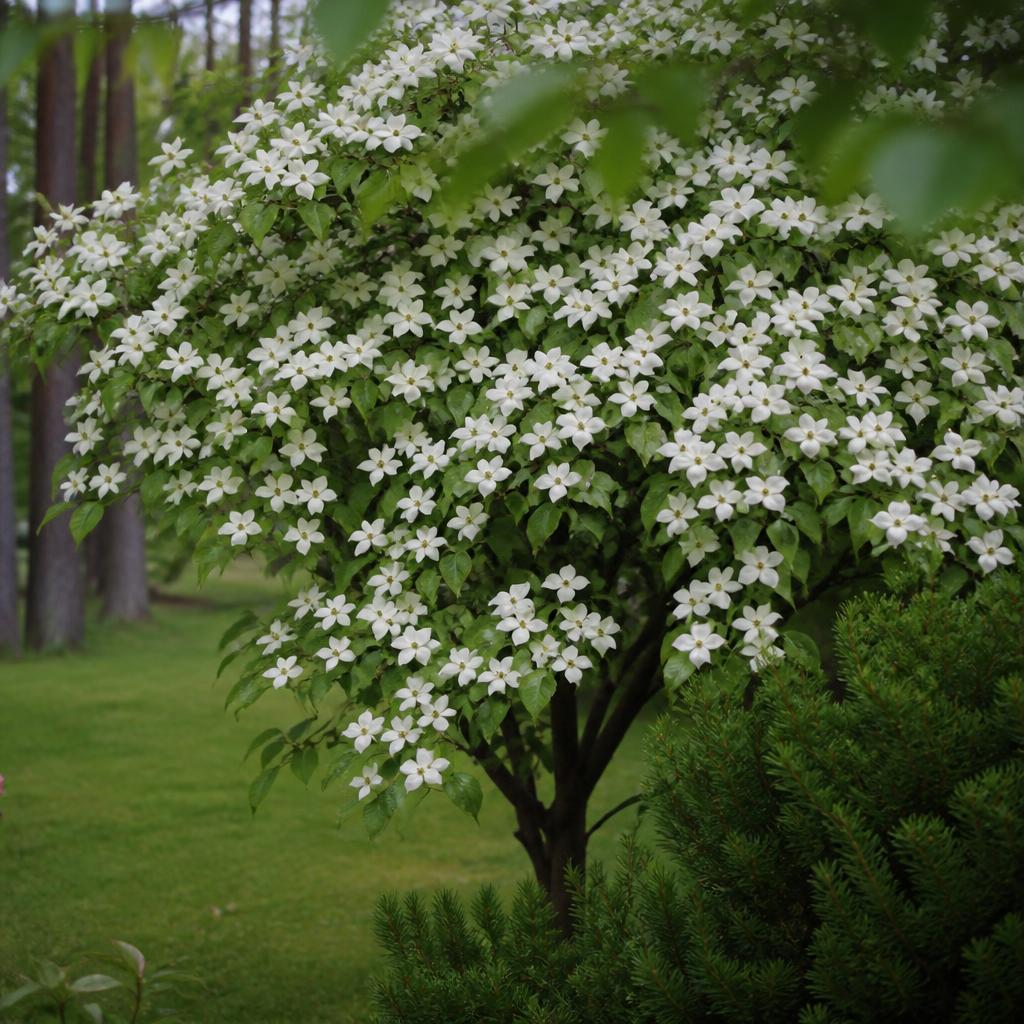 Blomsterkornell (Cornus kousa) etablerat i trädgård